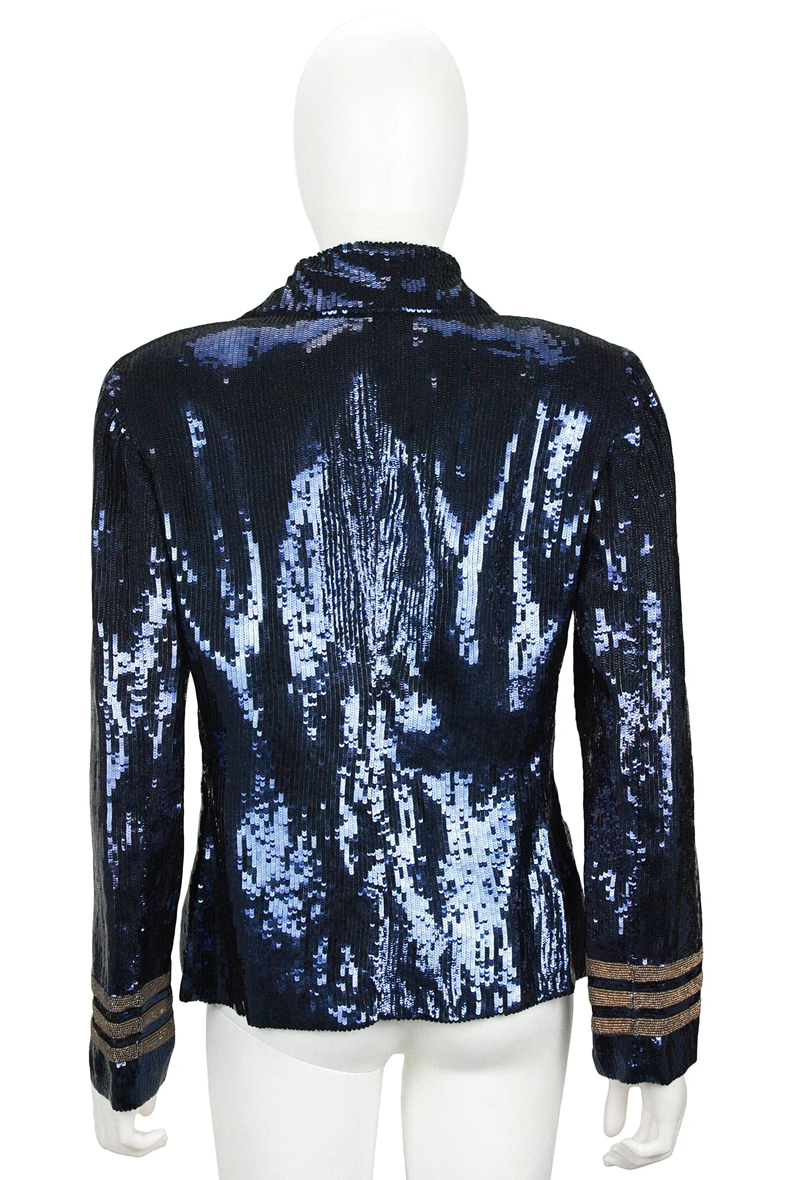 RALPH LAUREN 1980s Navy Sequin Double Breasted Sailor Jacket