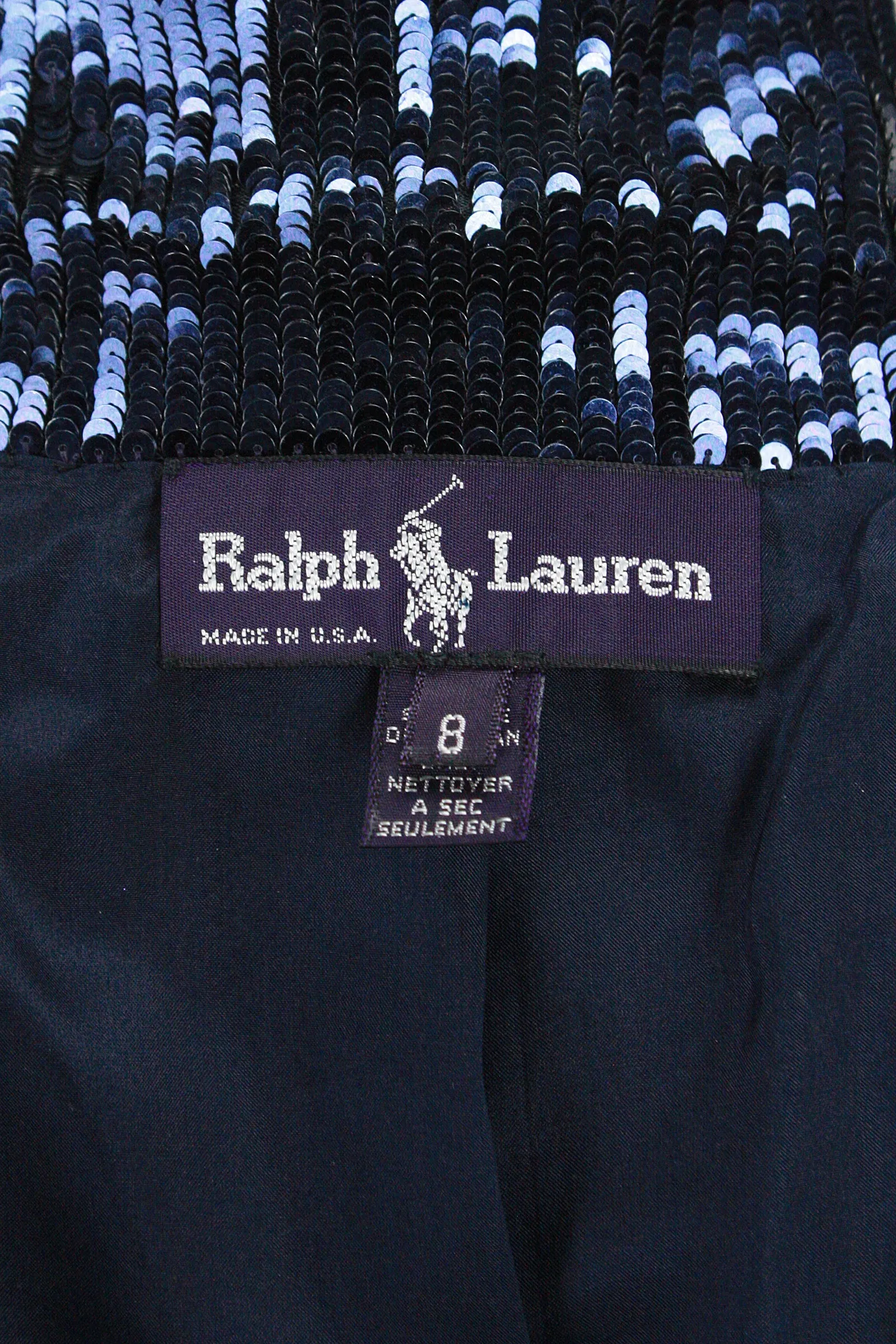 RALPH LAUREN 1980s Navy Sequin Double Breasted Sailor Jacket