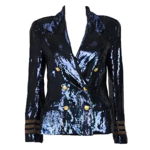 RALPH LAUREN 1980s Navy Sequin Double Breasted Sailor Jacket