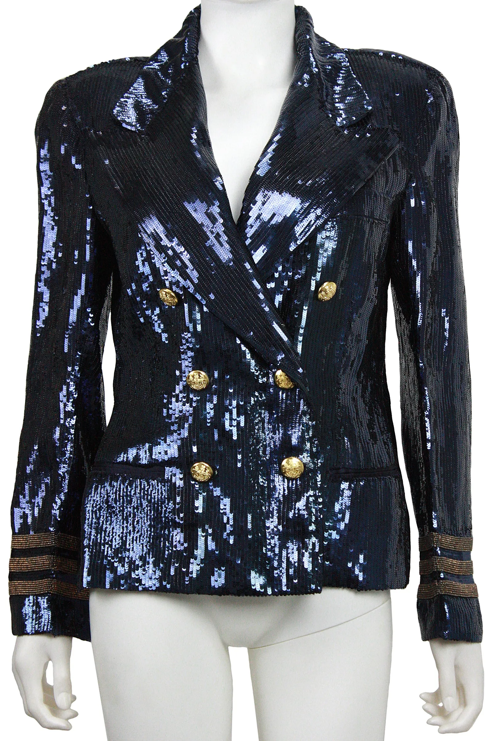 RALPH LAUREN 1980s Navy Sequin Double Breasted Sailor Jacket