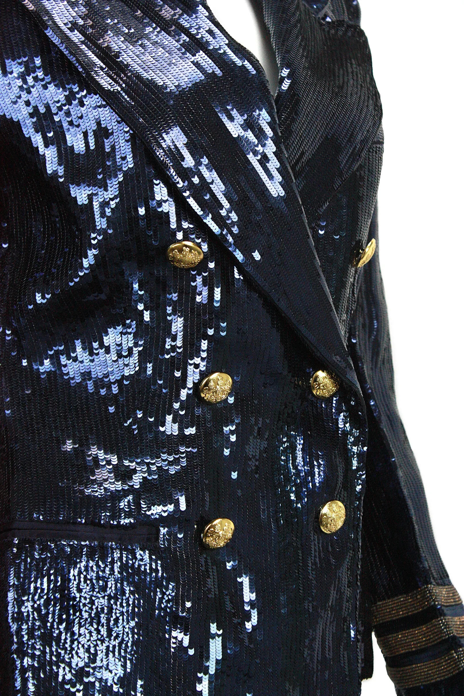 RALPH LAUREN 1980s Navy Sequin Double Breasted Sailor Jacket
