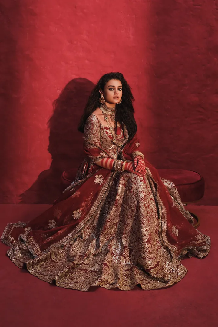 Raw Silk Maroon Pishwas for Pakistani Bridal Dresses