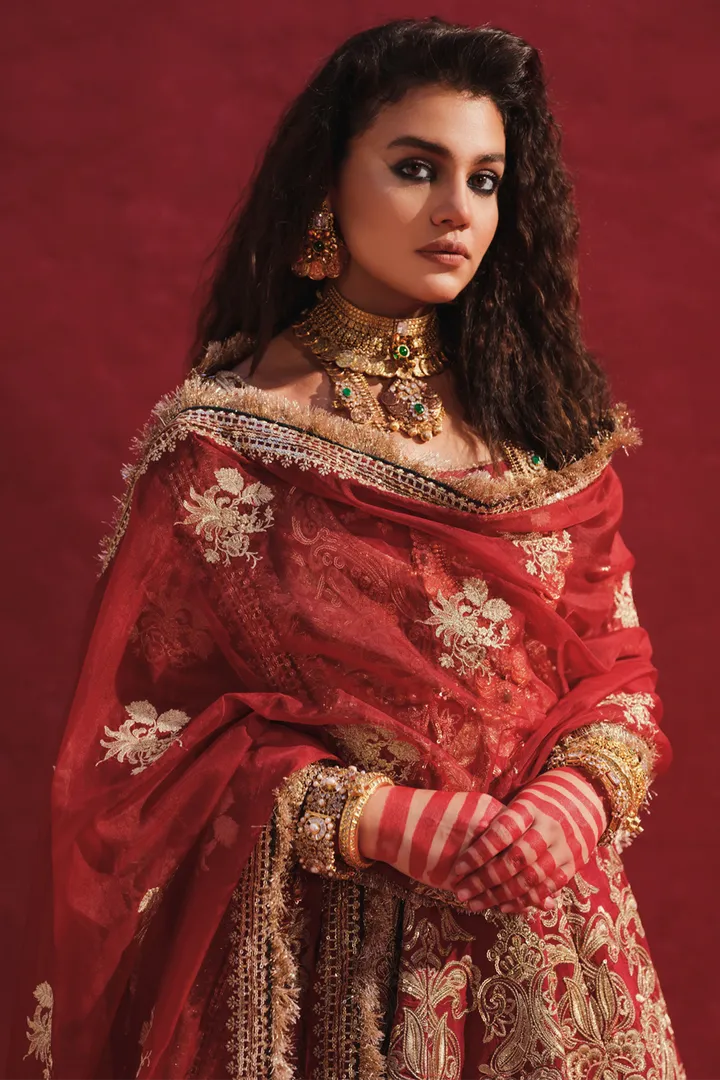 Raw Silk Maroon Pishwas for Pakistani Bridal Dresses