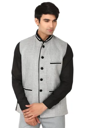 Rayon Cotton Silver Modi Nehru Jacket
