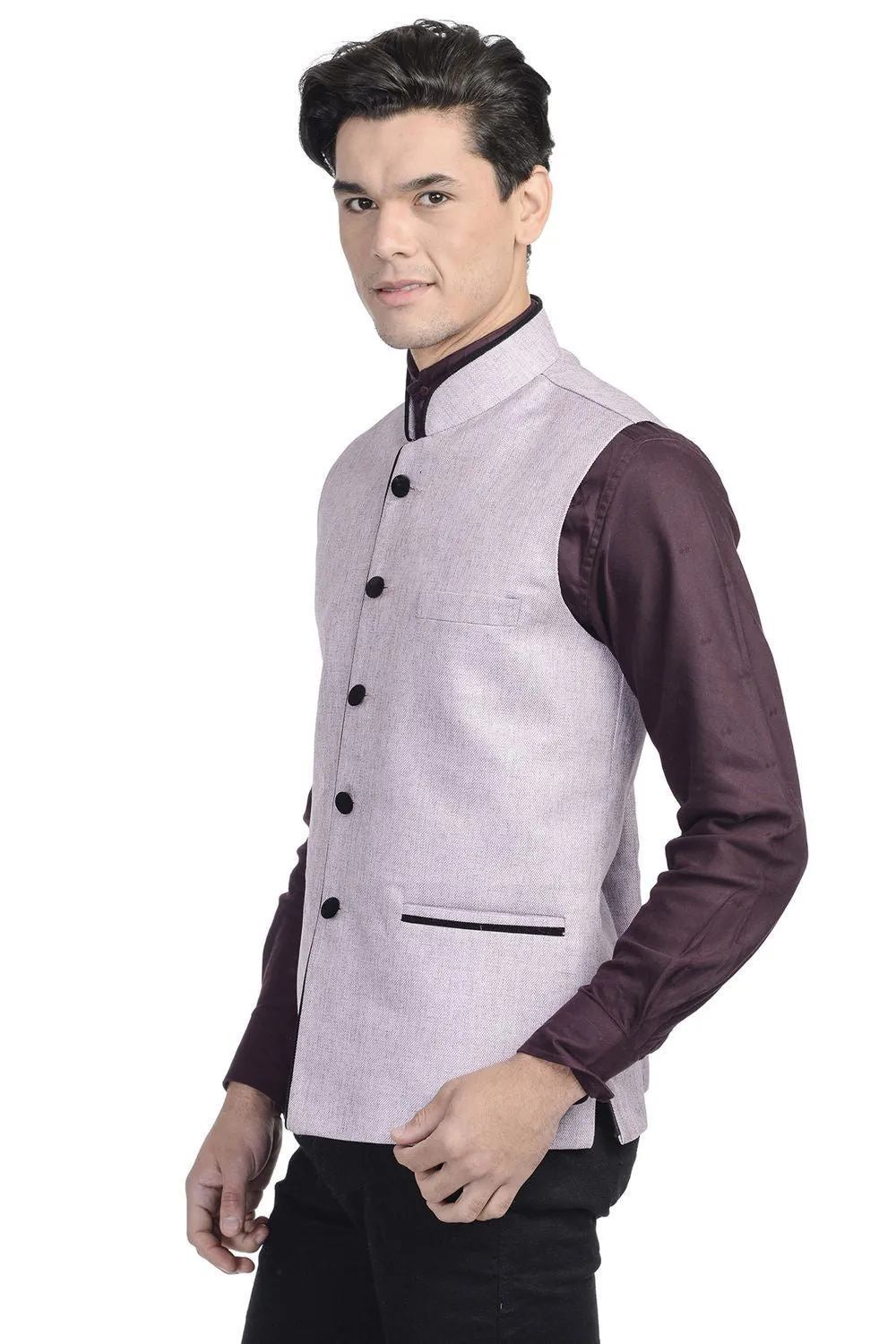 Rayon Purple Modi Nehru Jacket