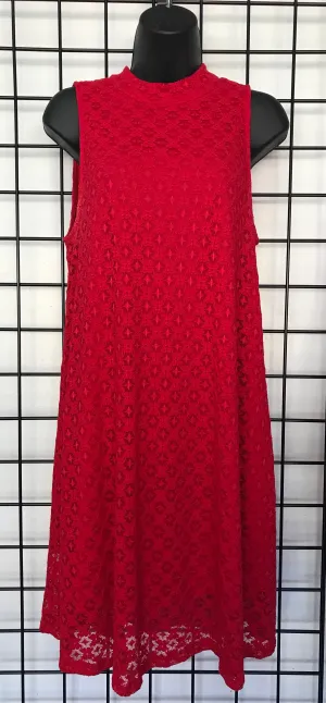 Red Lace Choker Neck Dress