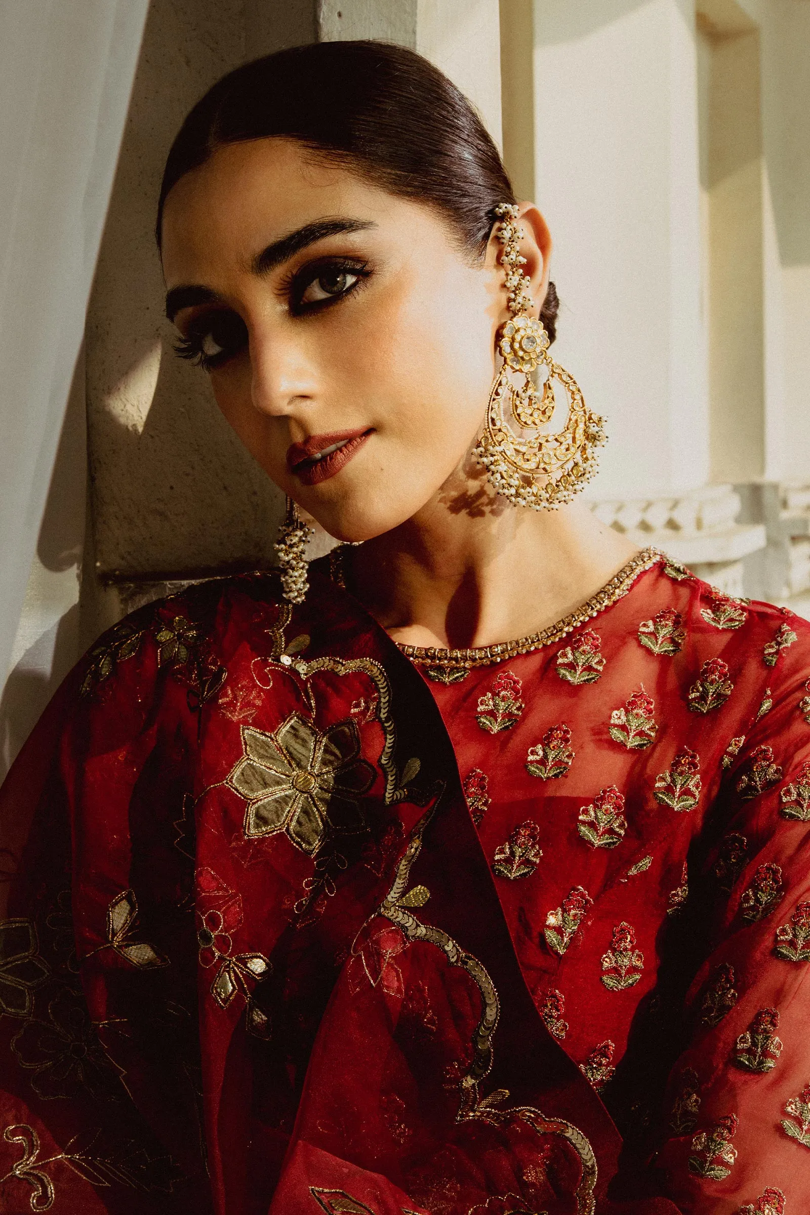 Red Lehenga and Pishwas Frock Pakistani Wedding Dress