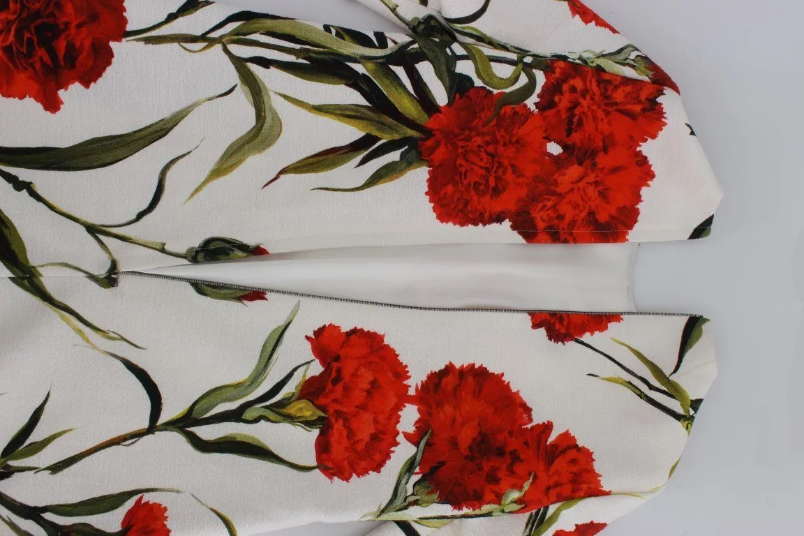 Red Roses Print Black Lace Stretch Dress