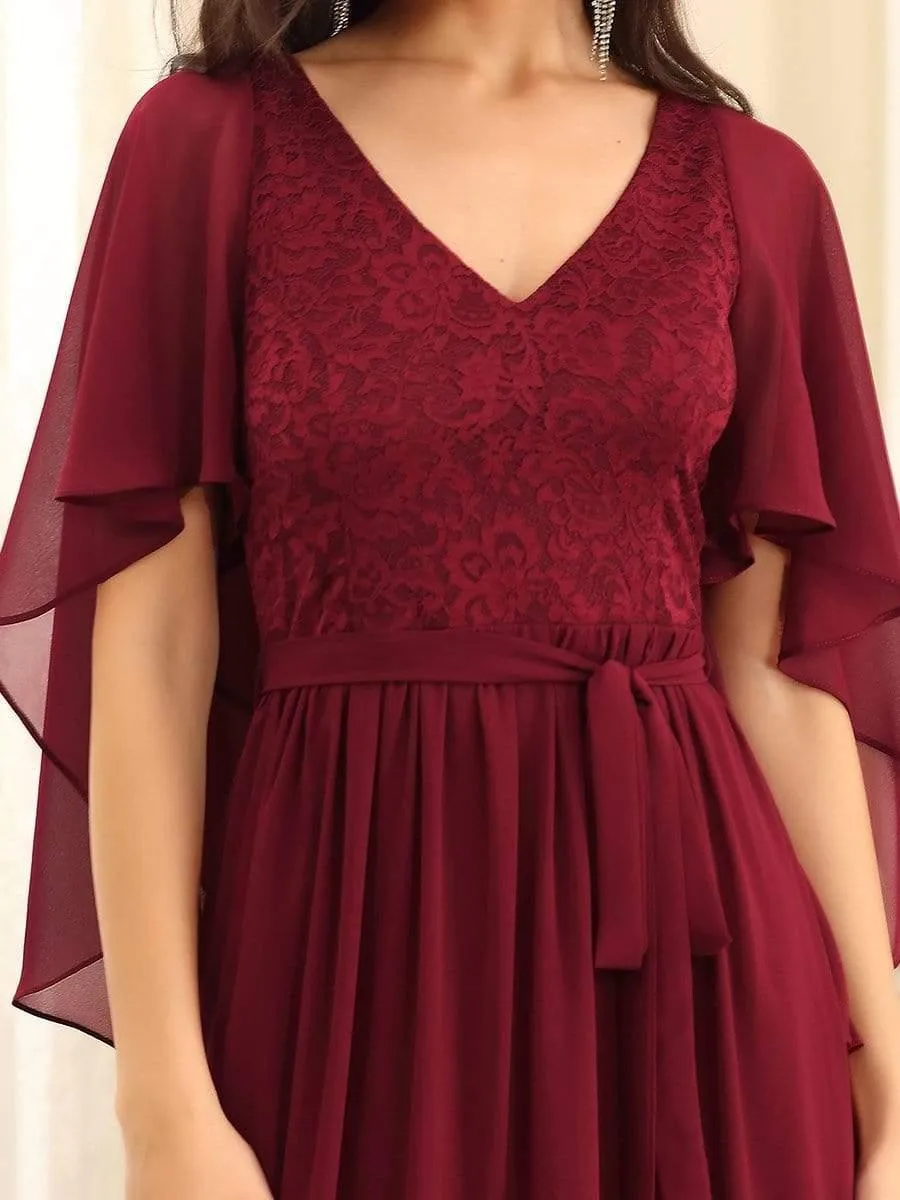 Robe de soirée élégante en mousseline de soie à col en V profond(Vente finale)