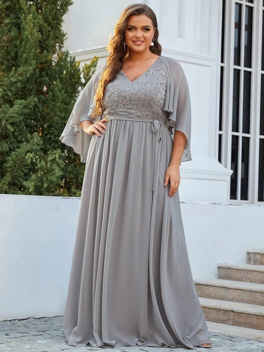 Robe de soirée élégante en mousseline de soie à col en V profond(Vente finale)