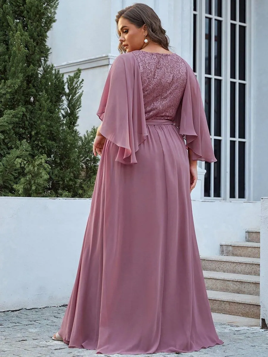 Robe de soirée élégante en mousseline de soie à col en V profond(Vente finale)