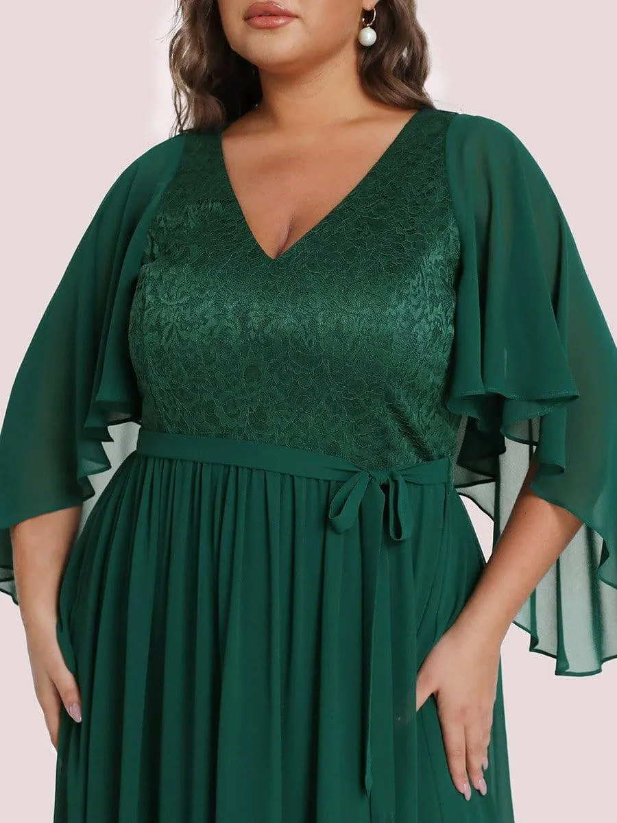 Robe de soirée élégante en mousseline de soie à col en V profond(Vente finale)