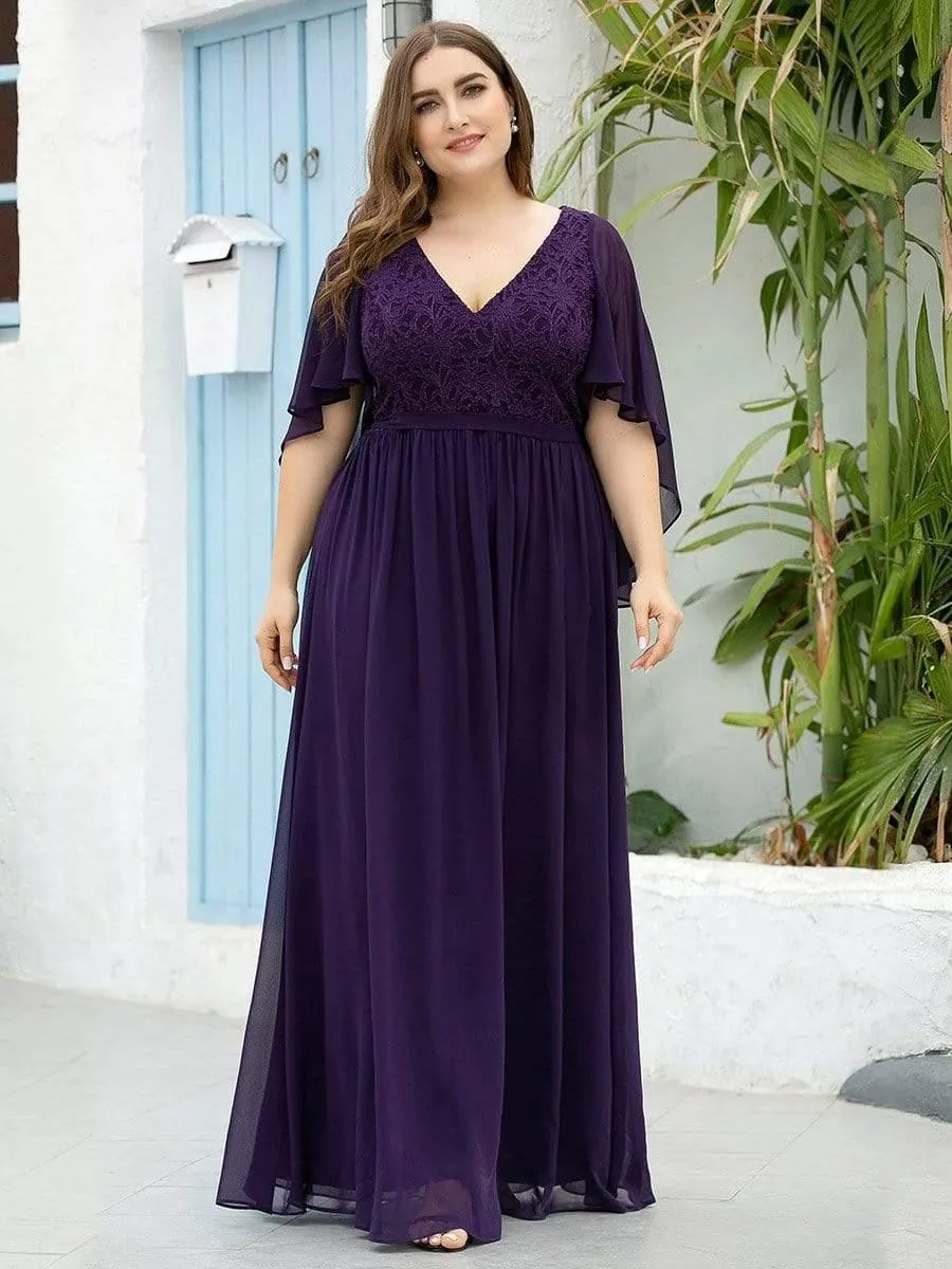 Robe de soirée élégante en mousseline de soie à col en V profond(Vente finale)