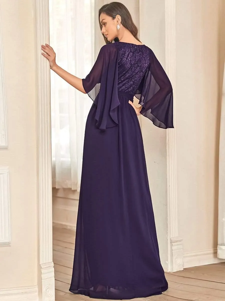 Robe de soirée élégante en mousseline de soie à col en V profond(Vente finale)