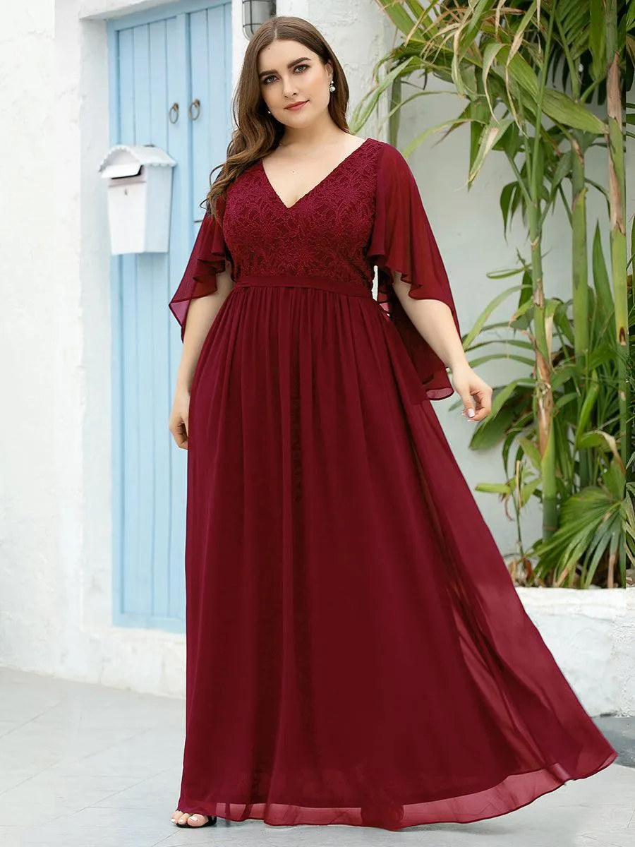 Robe de soirée élégante en mousseline de soie à col en V profond(Vente finale)