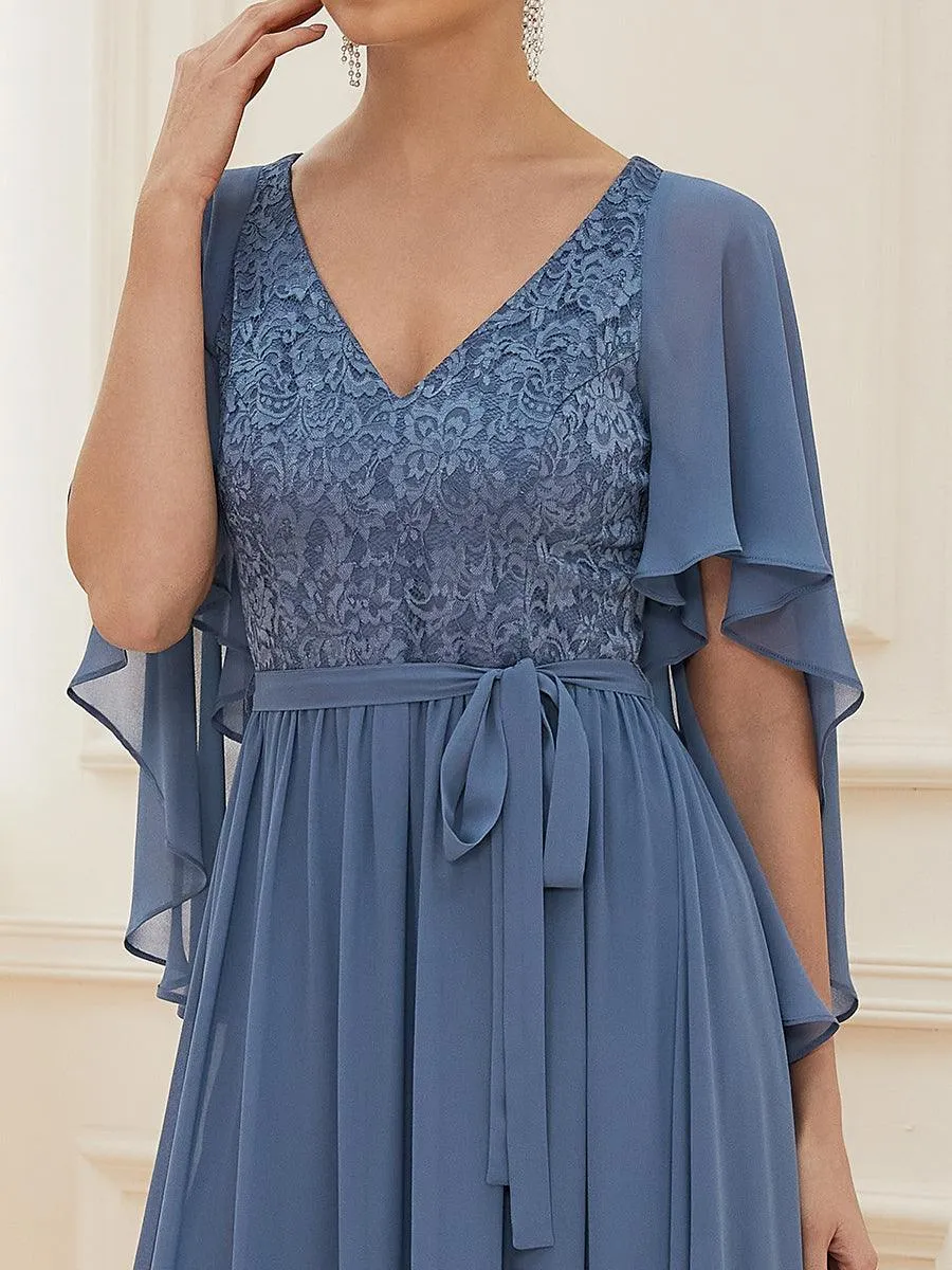 Robe de soirée élégante en mousseline de soie à col en V profond(Vente finale)