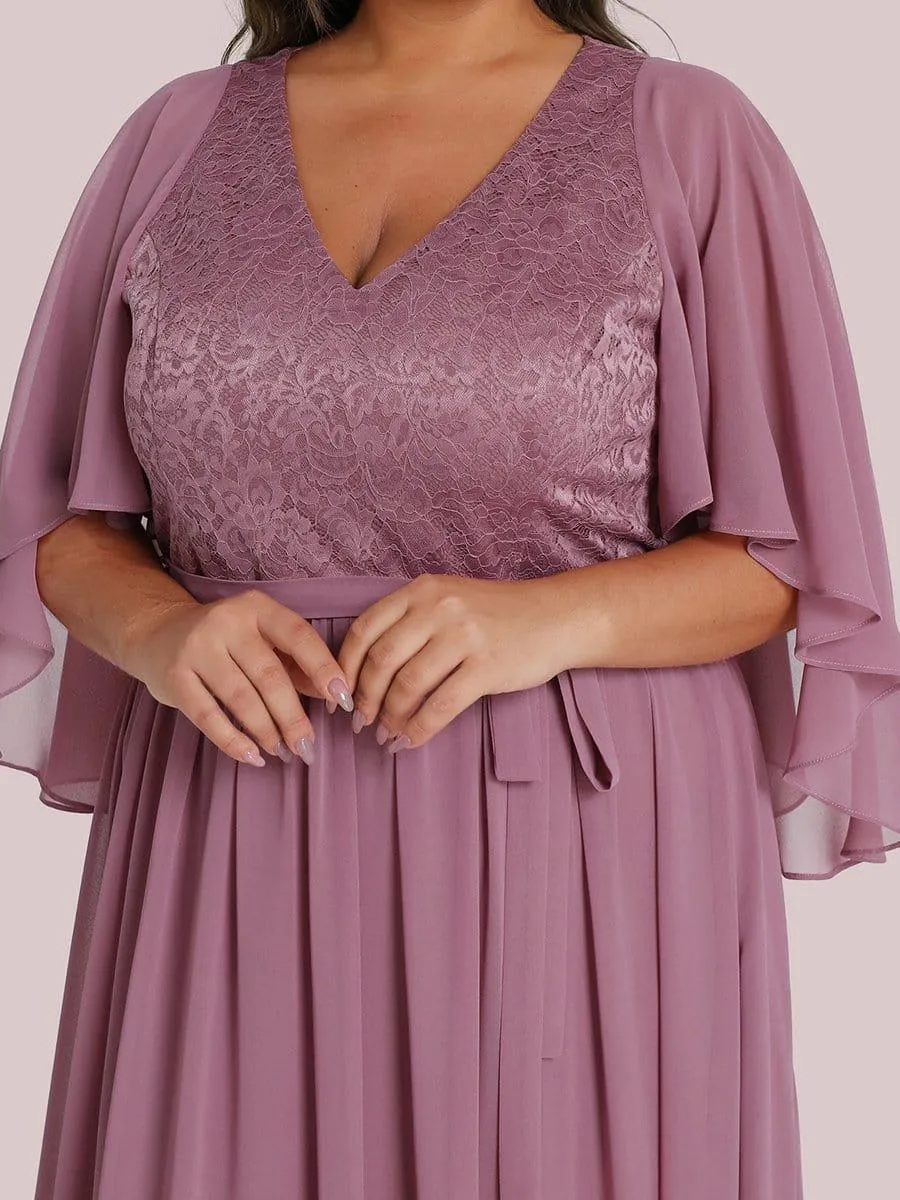 Robe de soirée élégante en mousseline de soie à col en V profond(Vente finale)