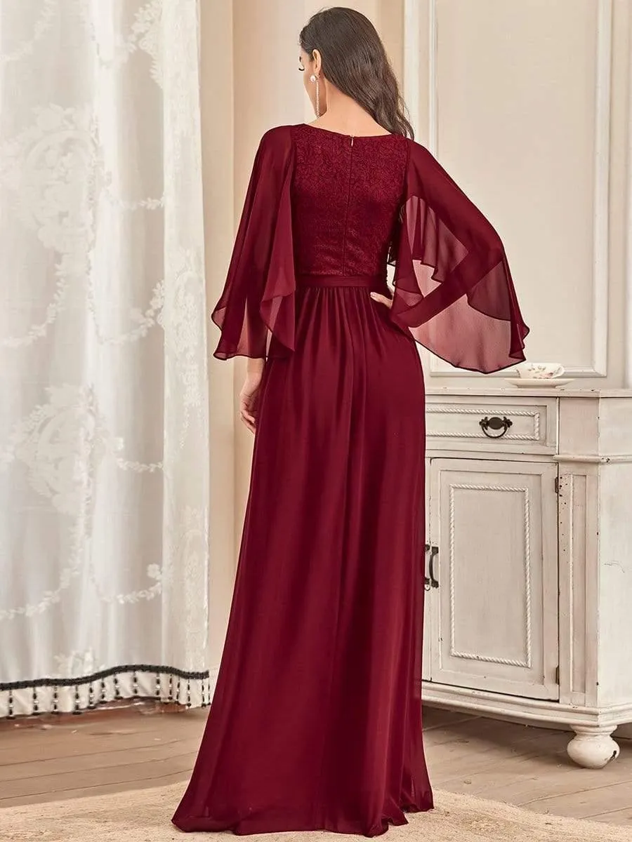 Robe de soirée élégante en mousseline de soie à col en V profond(Vente finale)