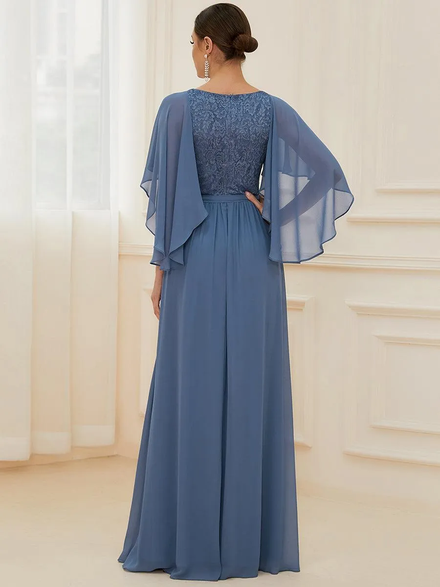Robe de soirée élégante en mousseline de soie à col en V profond(Vente finale)