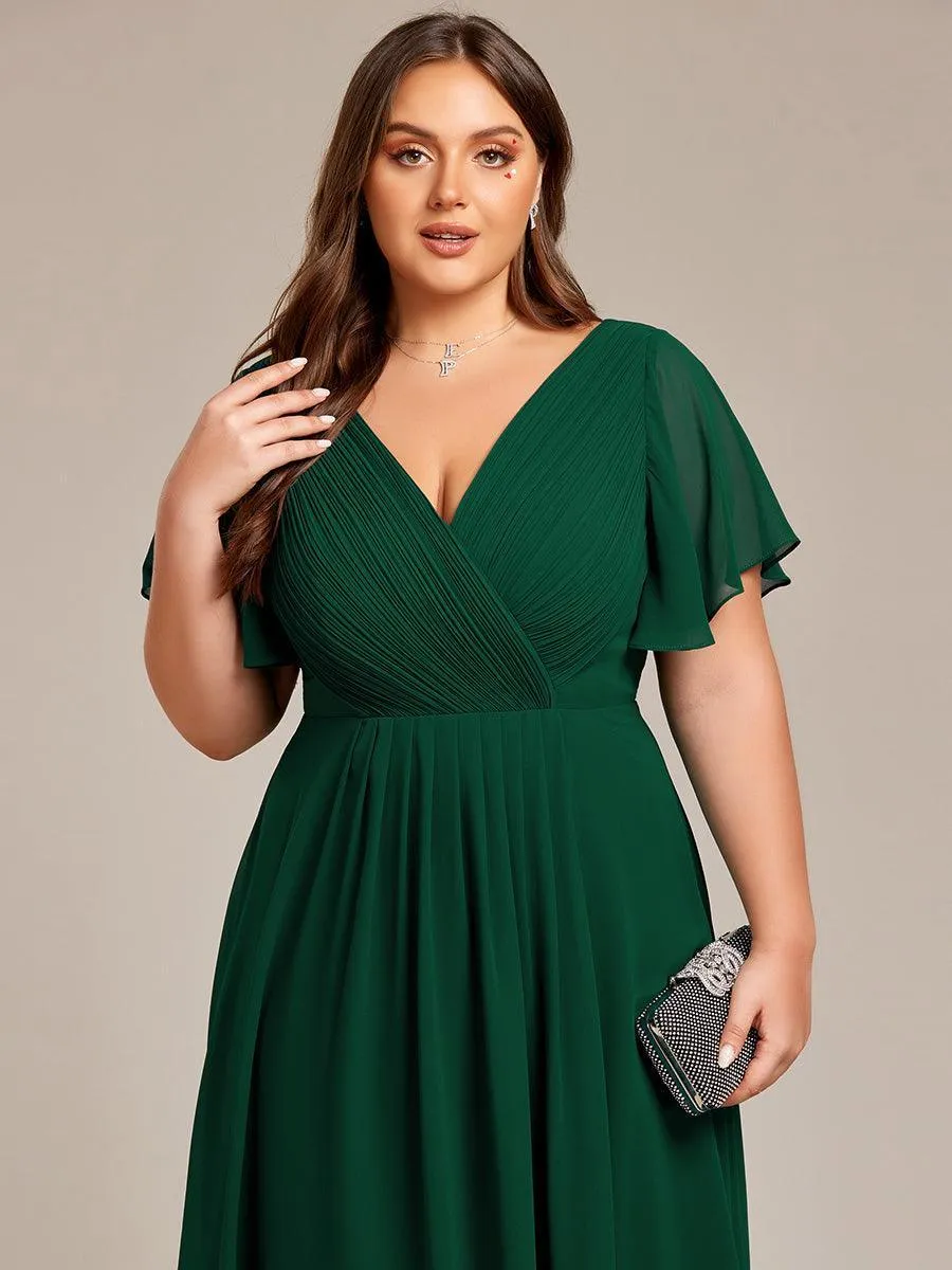 Robe midi de demoiselle d'honneur en mousseline à ourlet haut et bas