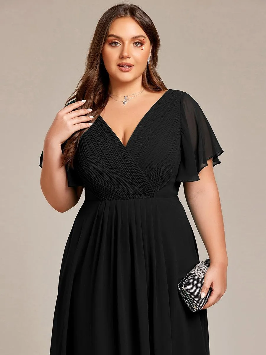 Robe midi de demoiselle d'honneur en mousseline à ourlet haut et bas