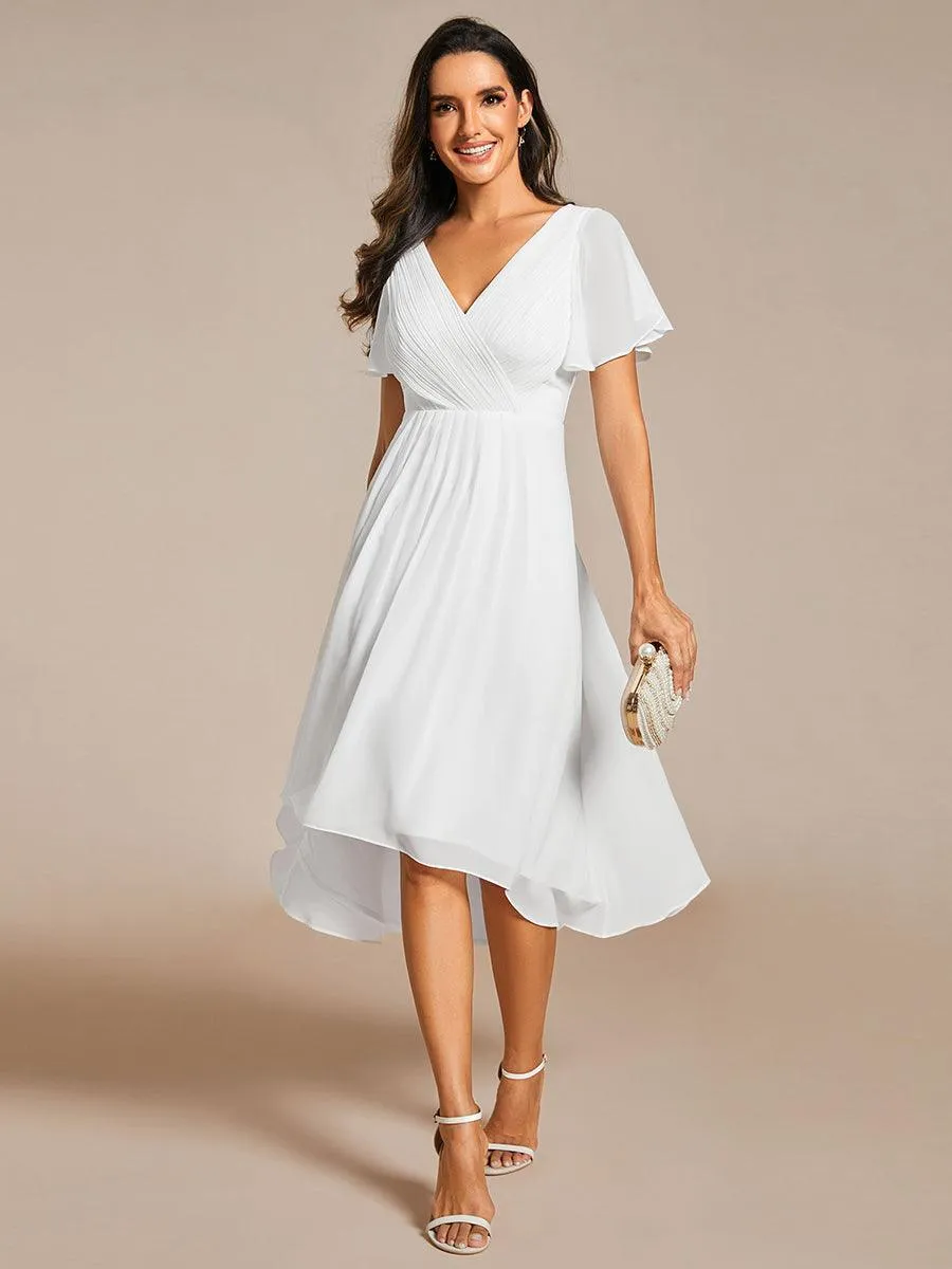 Robe midi de demoiselle d'honneur en mousseline à ourlet haut et bas
