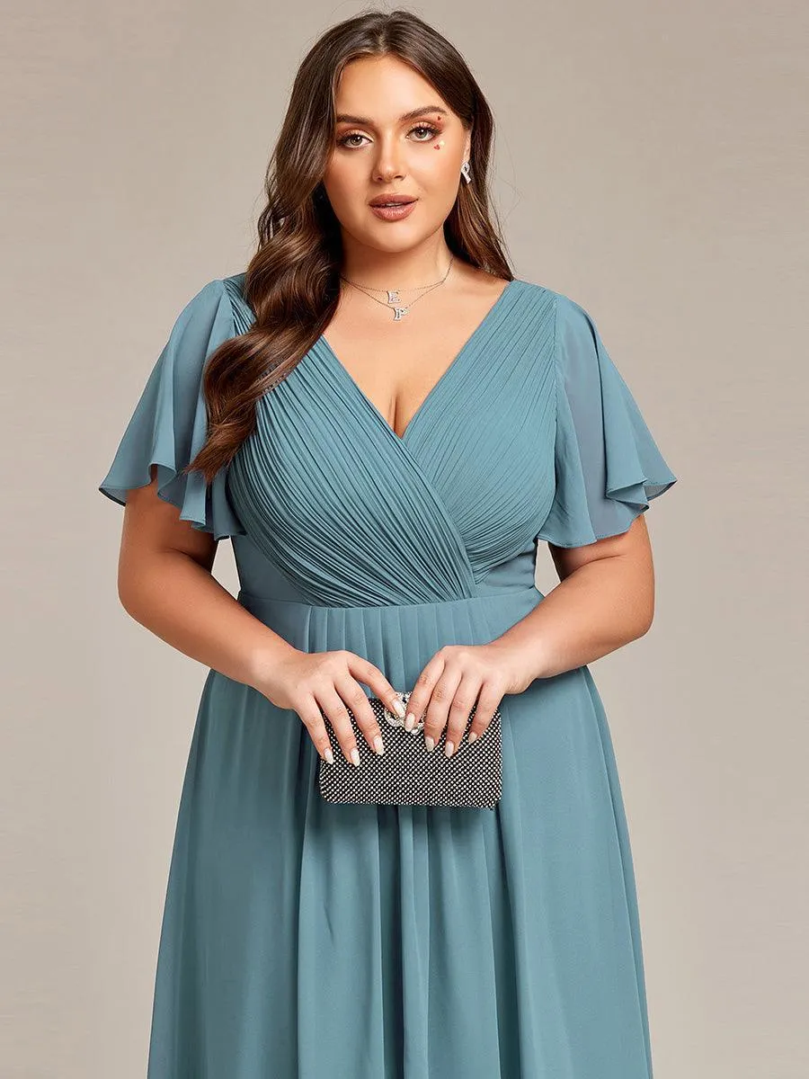 Robe midi de demoiselle d'honneur en mousseline à ourlet haut et bas