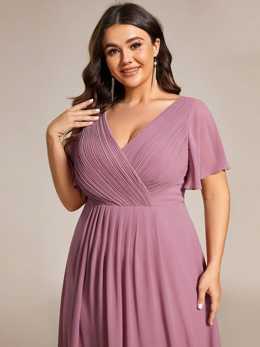 Robe midi de demoiselle d'honneur en mousseline à ourlet haut et bas