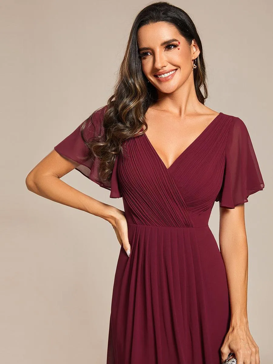 Robe midi de demoiselle d'honneur en mousseline à ourlet haut et bas
