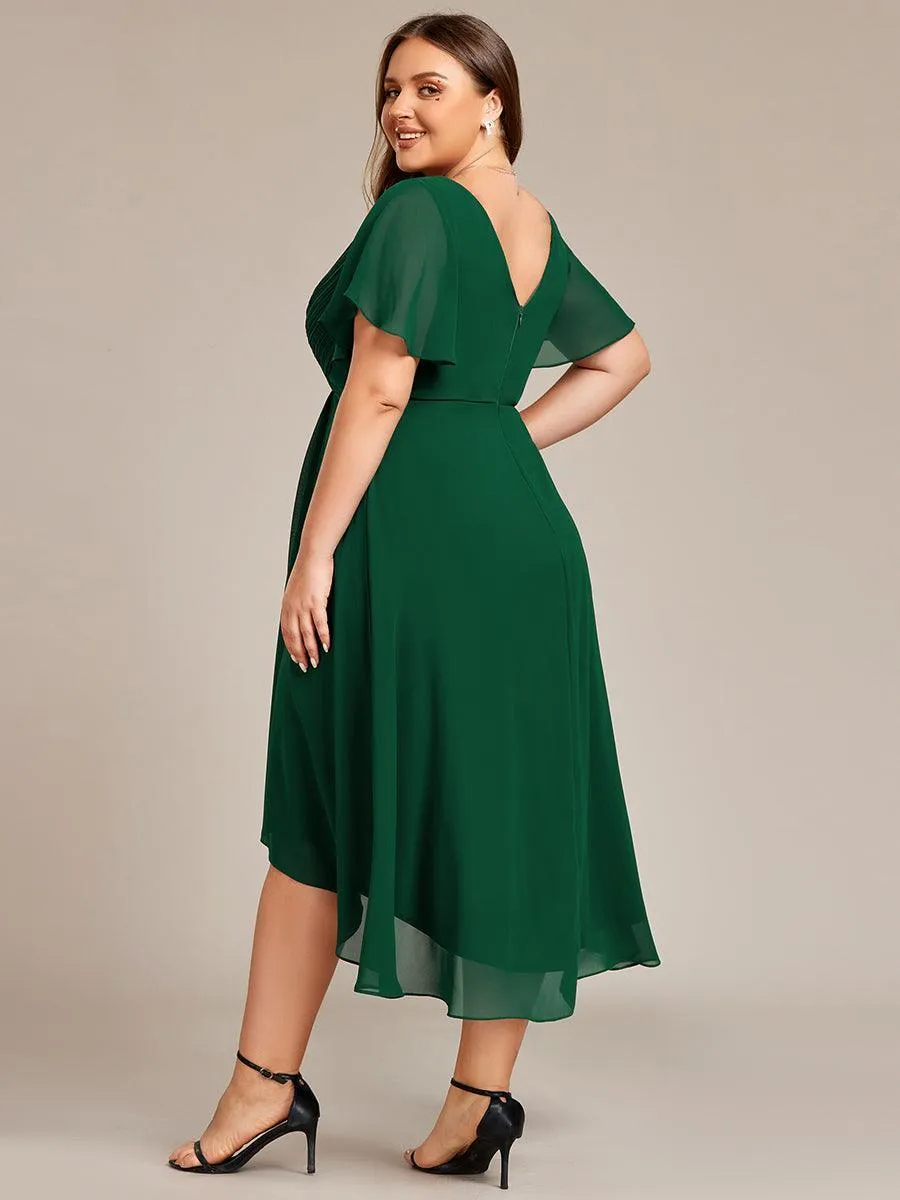 Robe midi de demoiselle d'honneur en mousseline à ourlet haut et bas