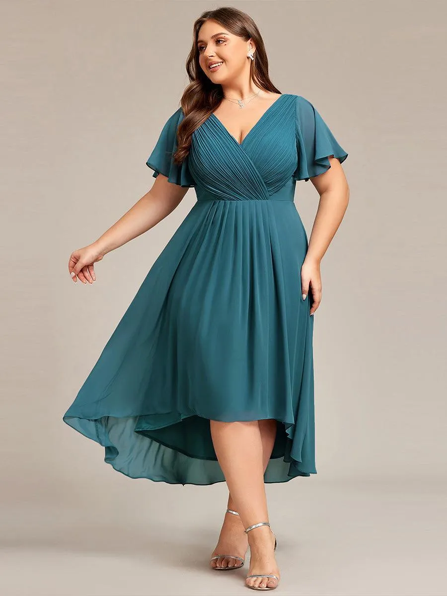 Robe midi de demoiselle d'honneur en mousseline à ourlet haut et bas