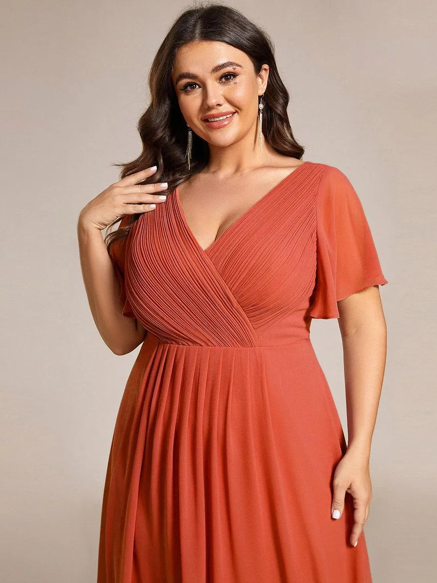 Robe midi de demoiselle d'honneur en mousseline à ourlet haut et bas