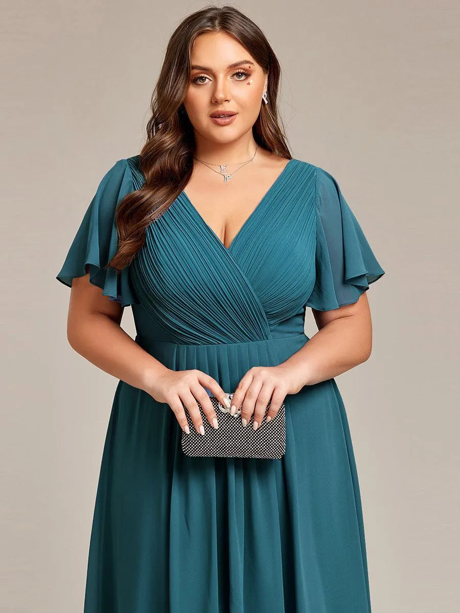 Robe midi de demoiselle d'honneur en mousseline à ourlet haut et bas
