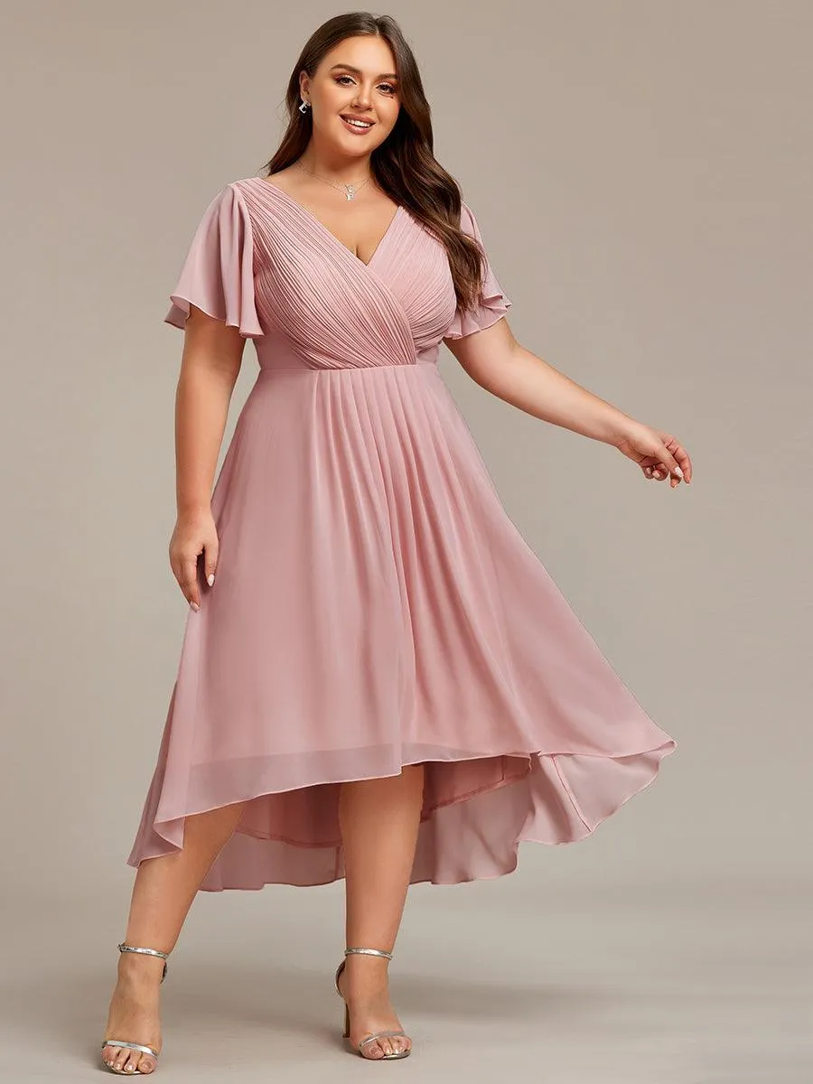 Robe midi de demoiselle d'honneur en mousseline à ourlet haut et bas