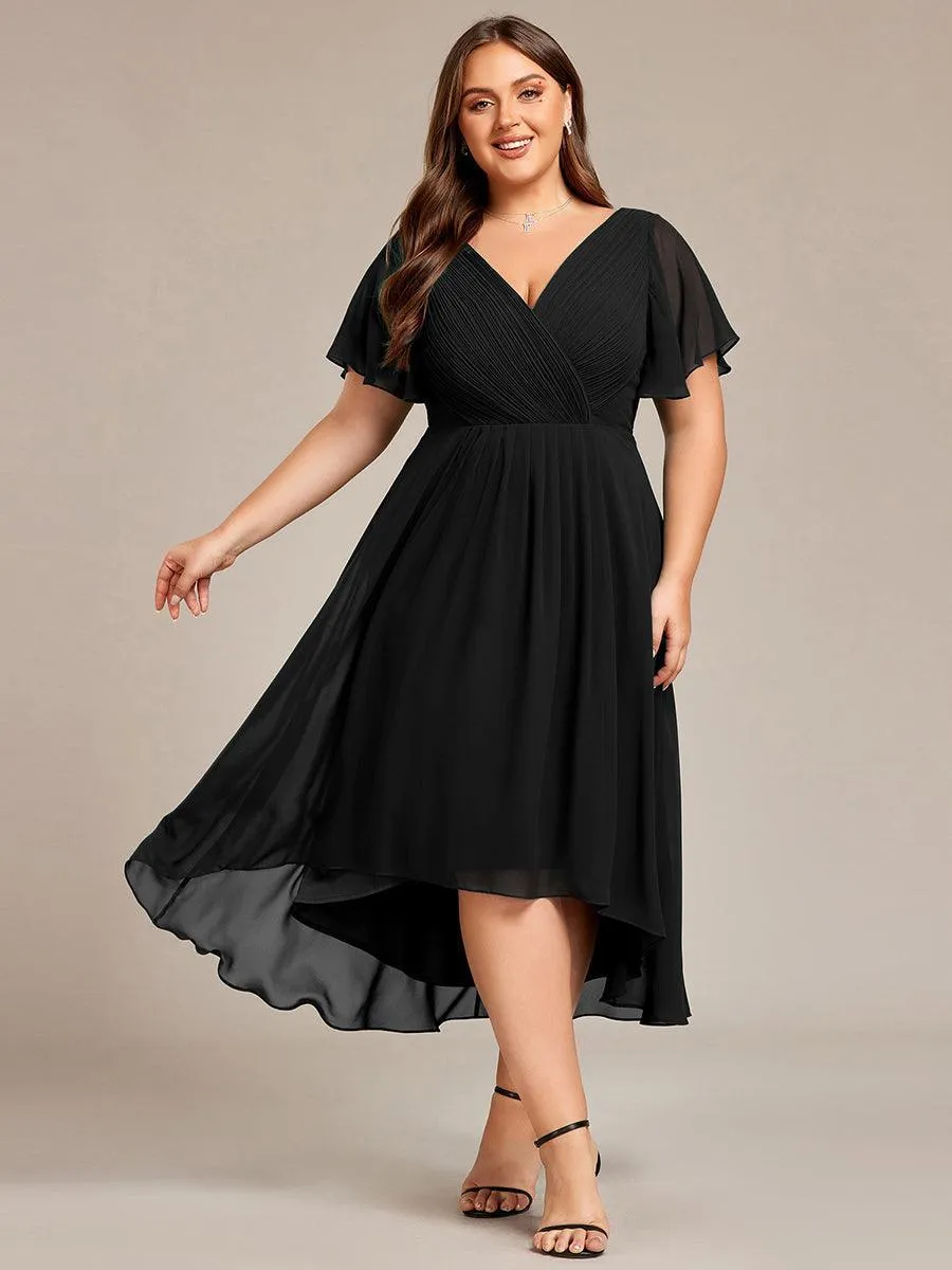 Robe midi de demoiselle d'honneur en mousseline à ourlet haut et bas
