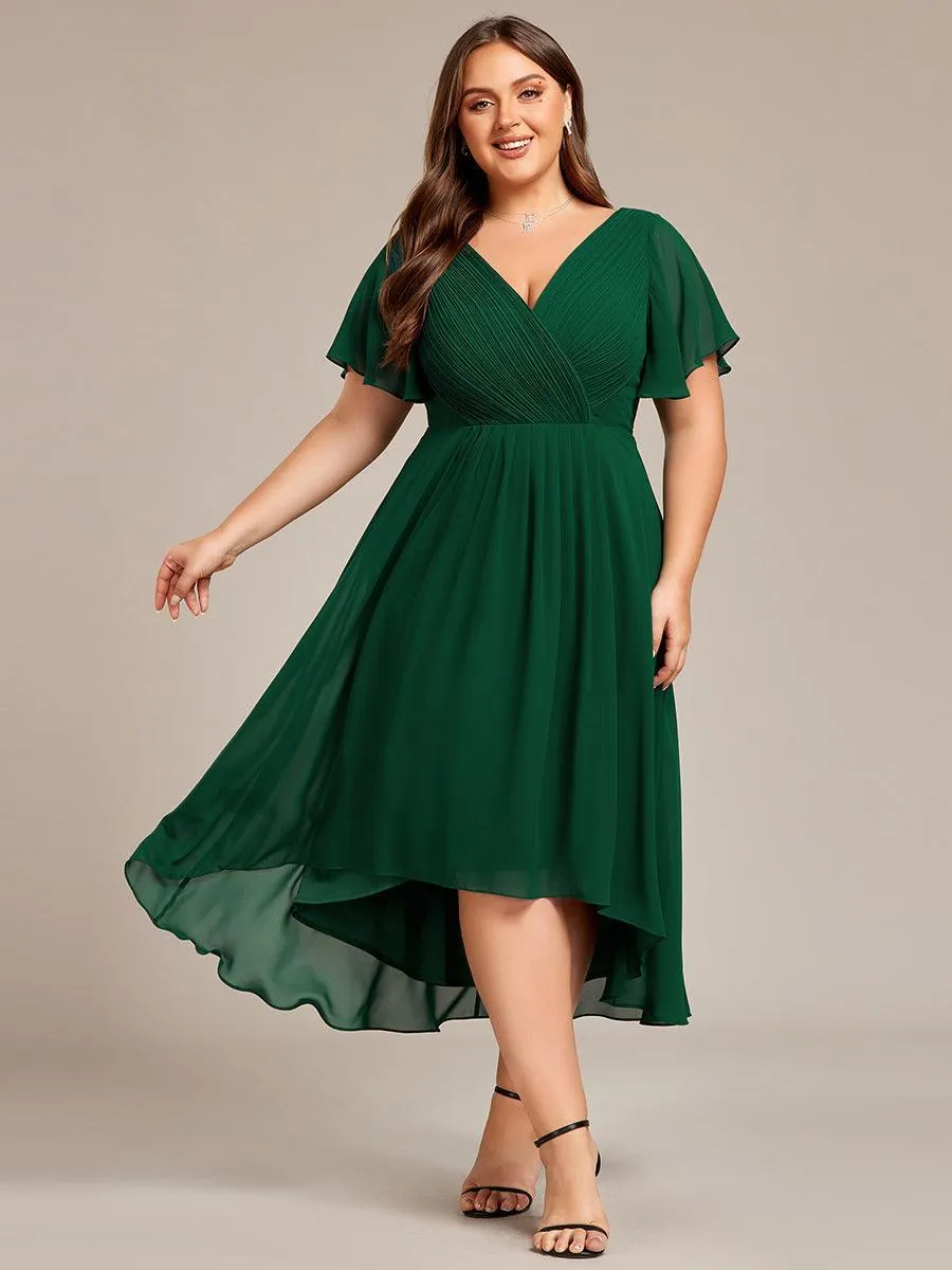 Robe midi de demoiselle d'honneur en mousseline à ourlet haut et bas