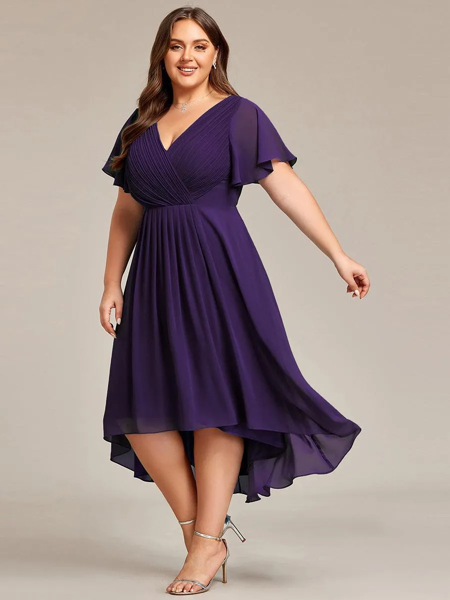 Robe midi de demoiselle d'honneur en mousseline à ourlet haut et bas