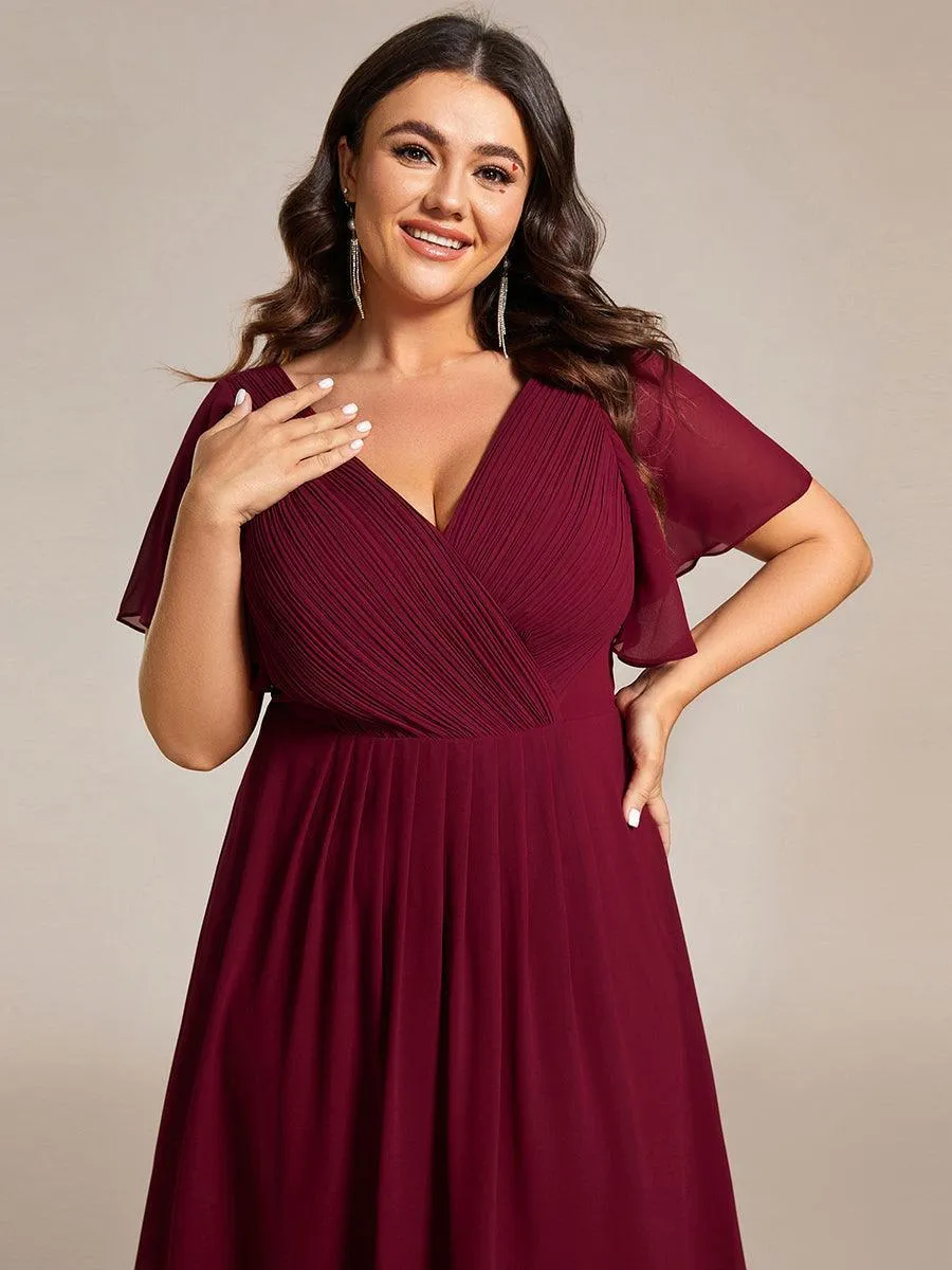 Robe midi de demoiselle d'honneur en mousseline à ourlet haut et bas