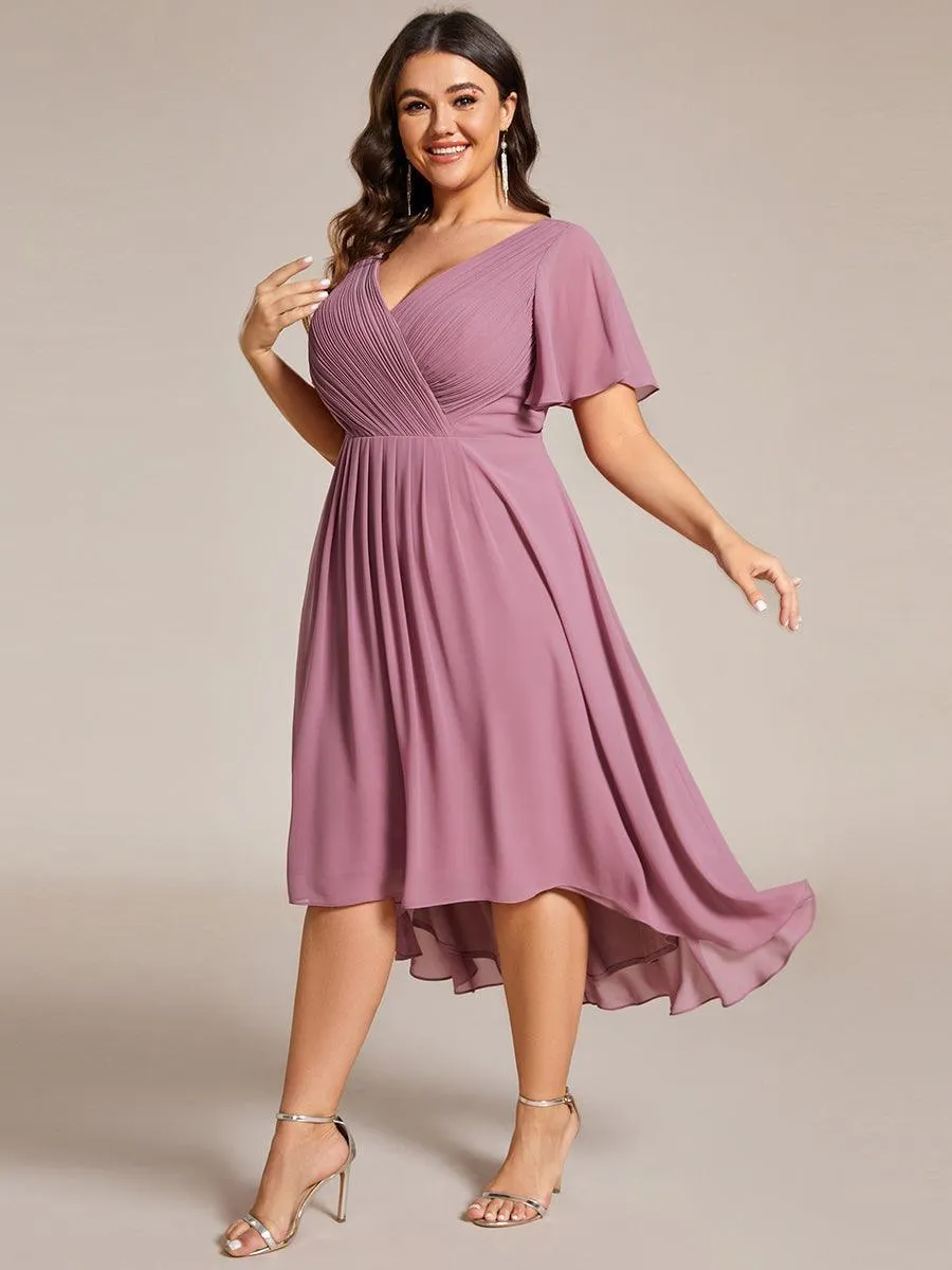 Robe midi de demoiselle d'honneur en mousseline à ourlet haut et bas