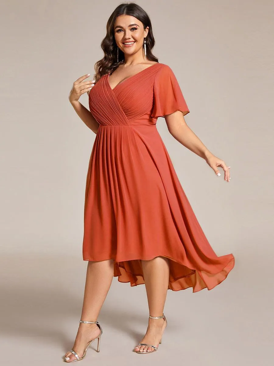Robe midi de demoiselle d'honneur en mousseline à ourlet haut et bas