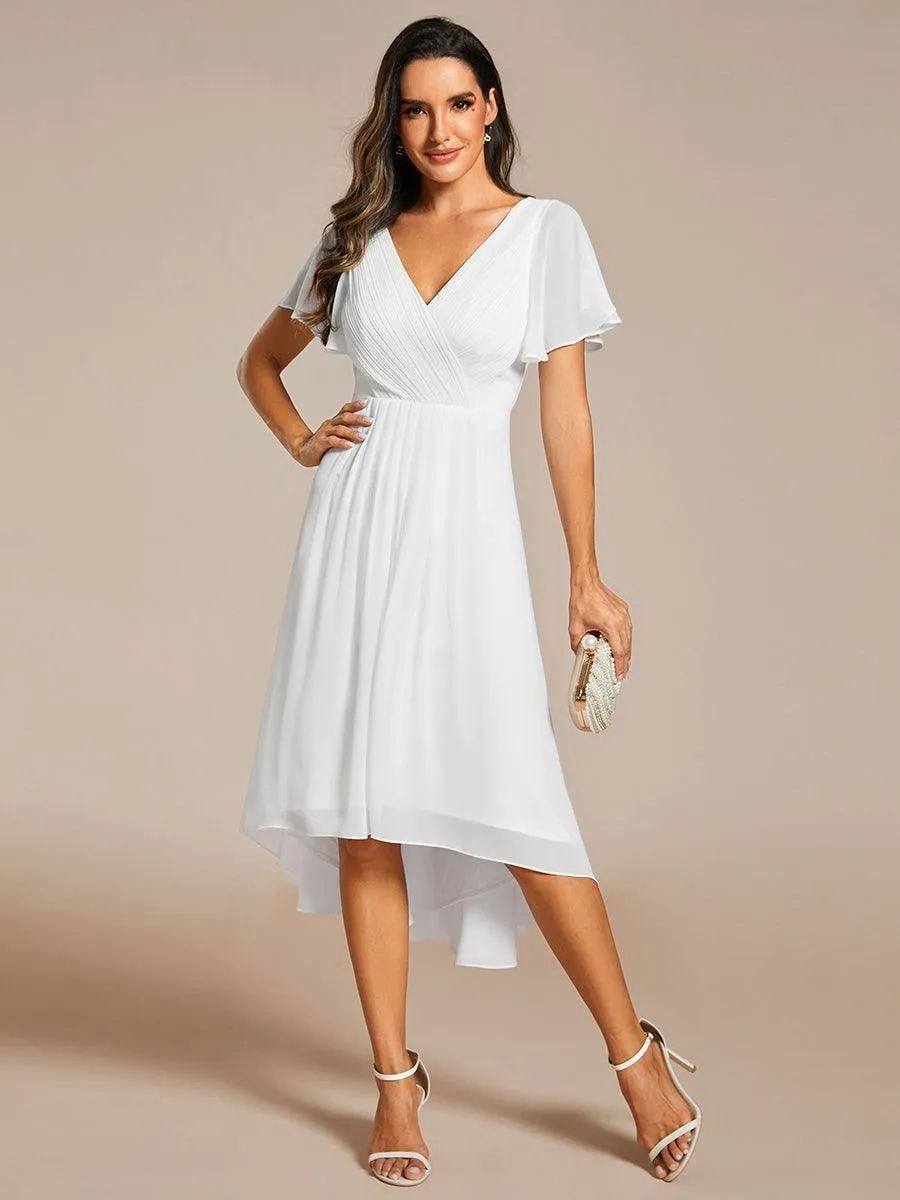 Robe midi de demoiselle d'honneur en mousseline à ourlet haut et bas