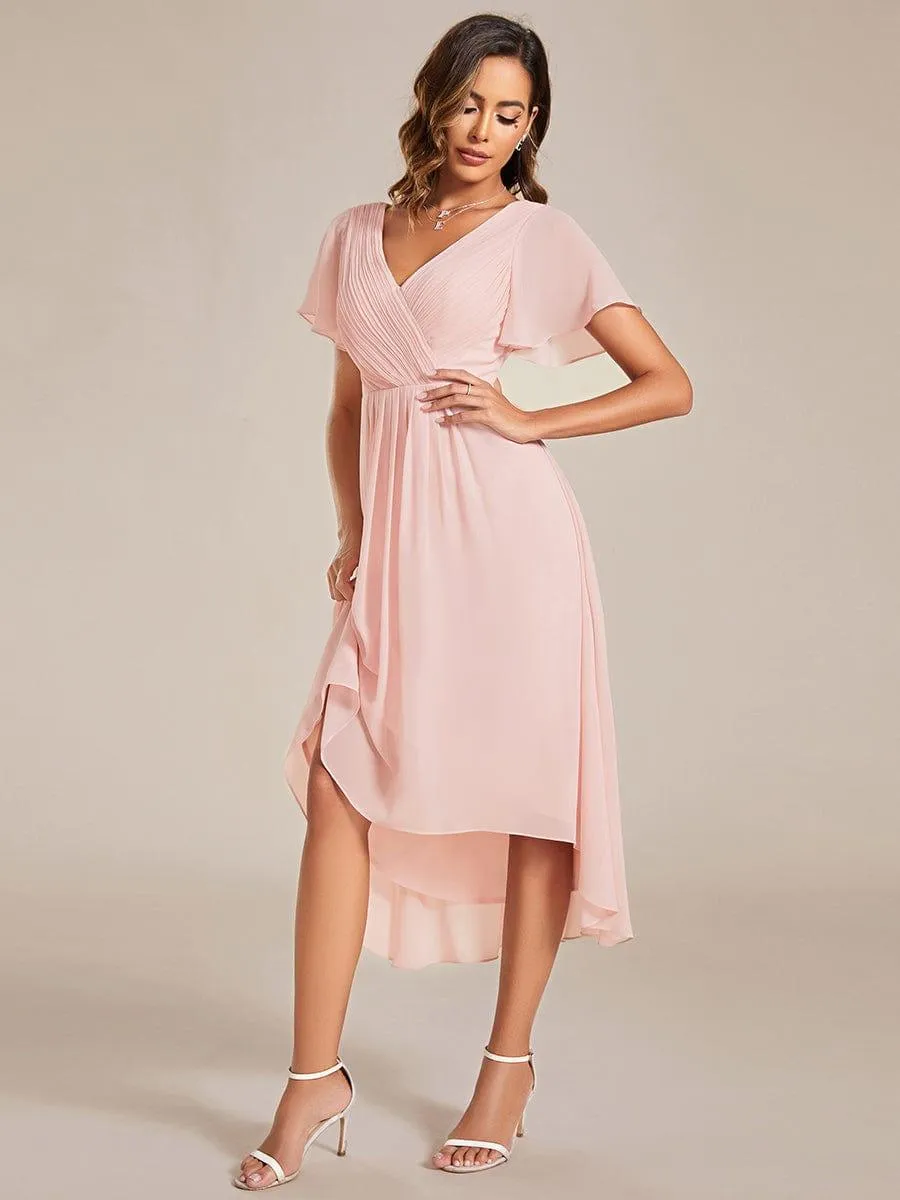 Robe midi de demoiselle d'honneur en mousseline à ourlet haut et bas
