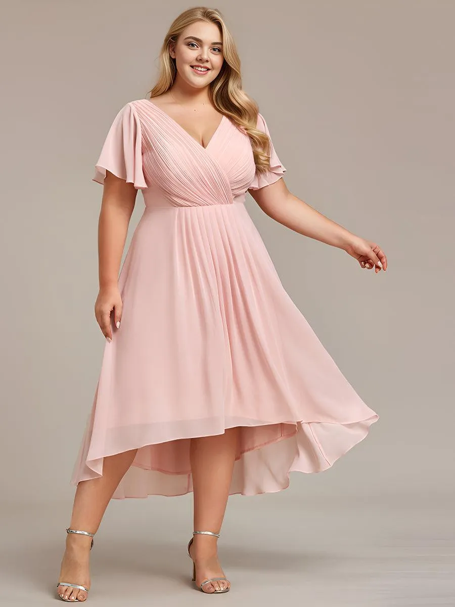 Robe midi de demoiselle d'honneur en mousseline à ourlet haut et bas