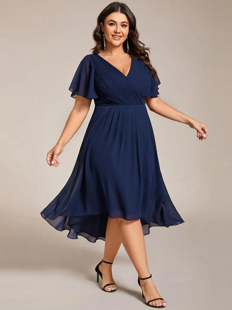 Robe midi de demoiselle d'honneur en mousseline à ourlet haut et bas