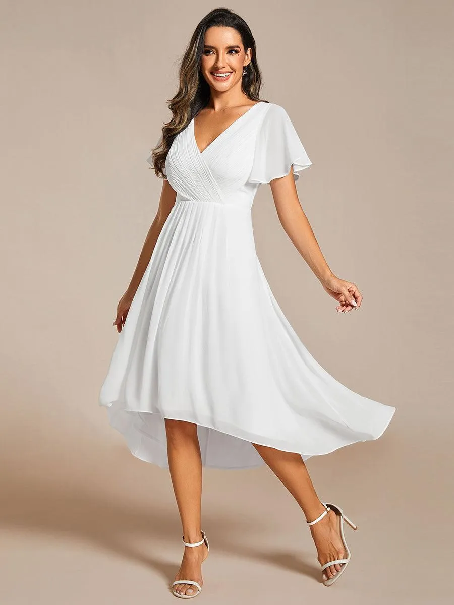 Robe midi de demoiselle d'honneur en mousseline à ourlet haut et bas