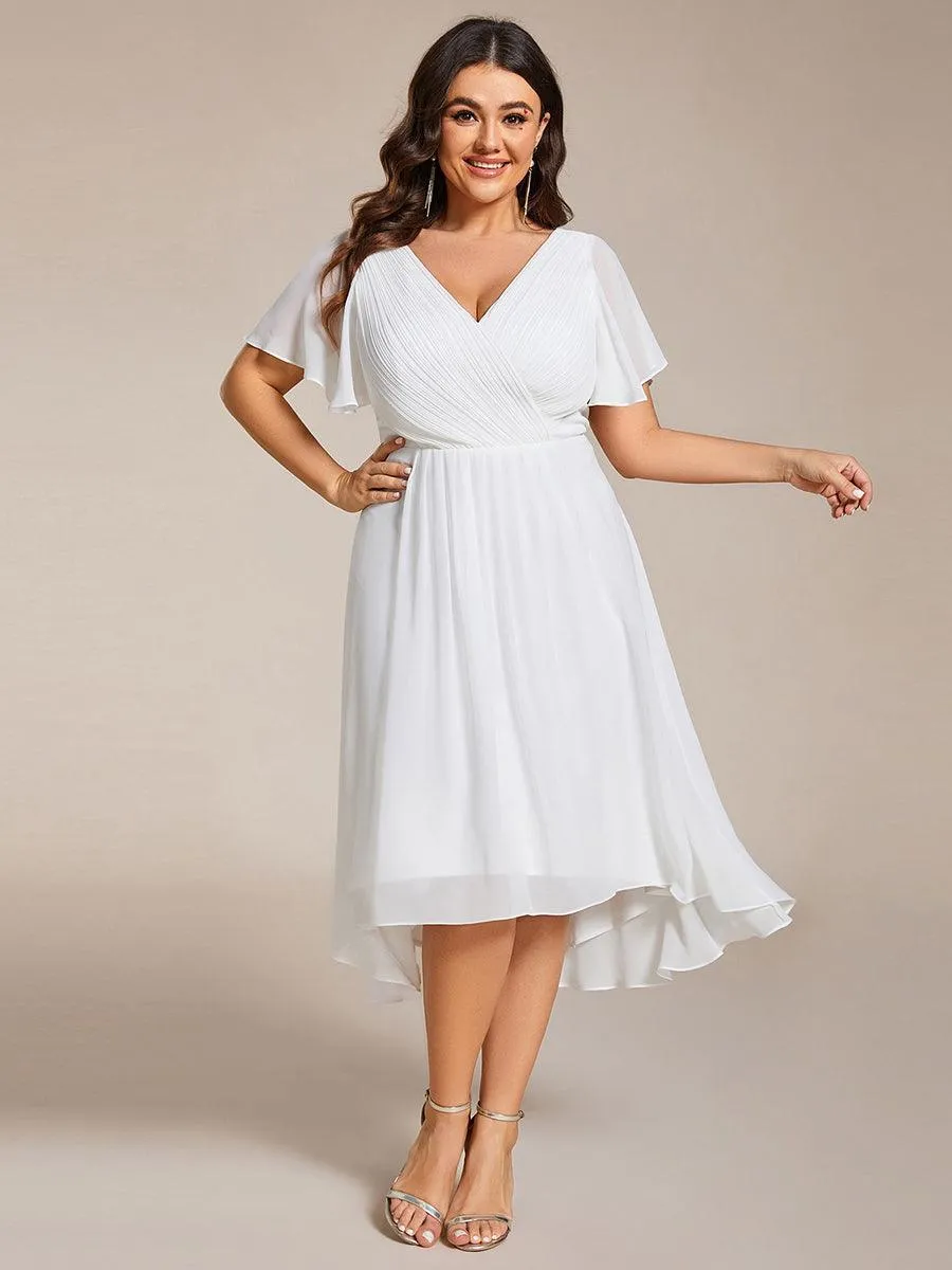Robe midi de demoiselle d'honneur en mousseline à ourlet haut et bas