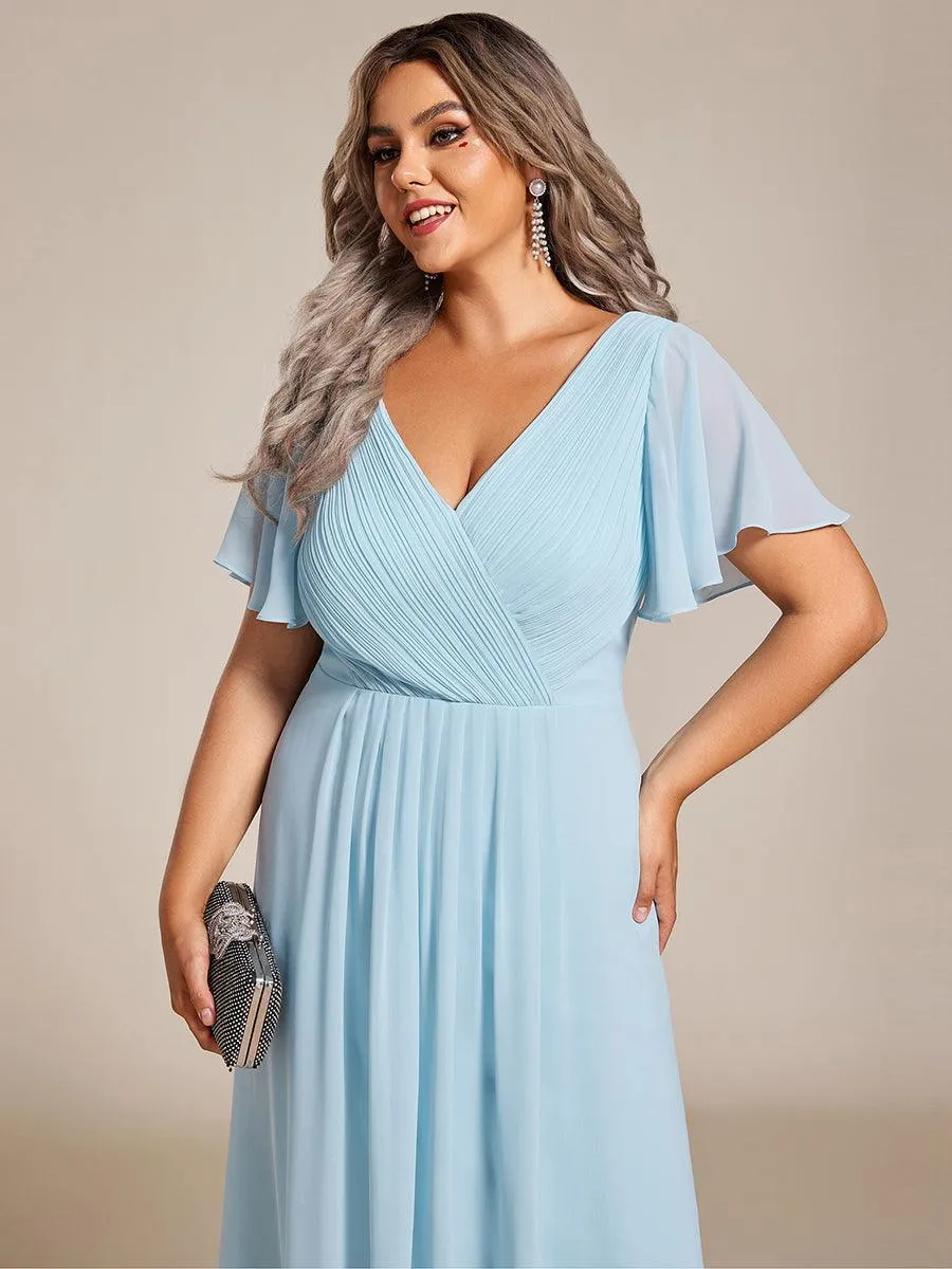 Robe midi de demoiselle d'honneur en mousseline à ourlet haut et bas