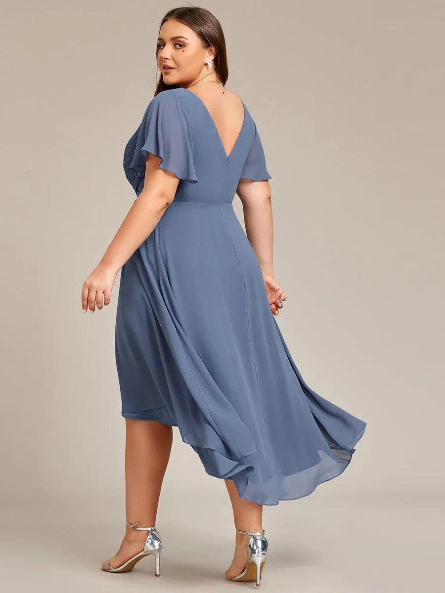 Robe midi de demoiselle d'honneur en mousseline à ourlet haut et bas