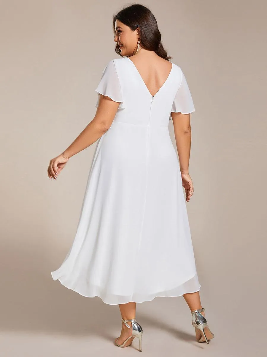 Robe midi de demoiselle d'honneur en mousseline à ourlet haut et bas