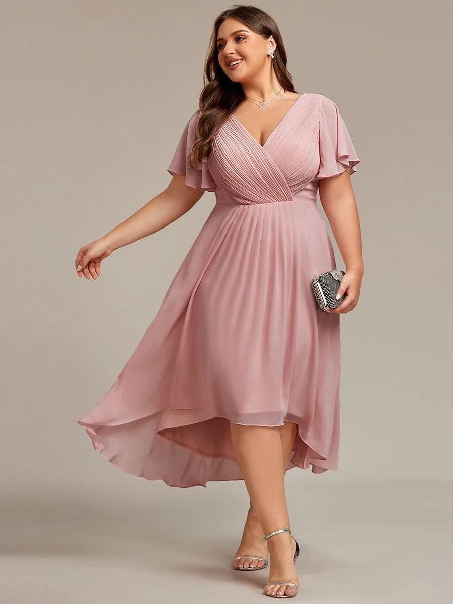 Robe midi de demoiselle d'honneur en mousseline à ourlet haut et bas